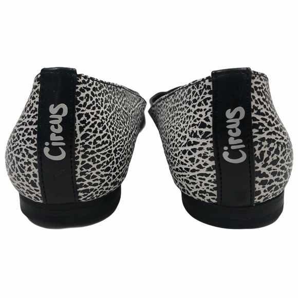 Circus by Sam Edelman Ellissa Pointed Toe Flat 7.5 Crackle Print Black White - Picture 6 of 12